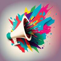 Colorful megaphone illustration, background. photo