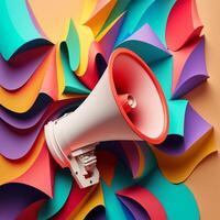 Colorful megaphone illustration, background. photo