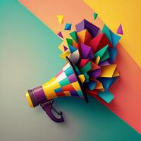 Colorful megaphone illustration, background. photo