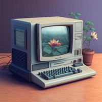 Old computer illustration. AI photo