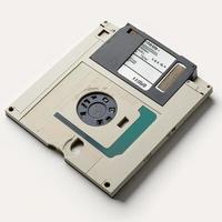 Antique computer floppy disk, background. AI photo