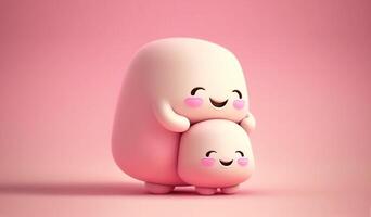 Lovely creatures embrace. Mothers hugs. Friendship. Cute abstract characters photo