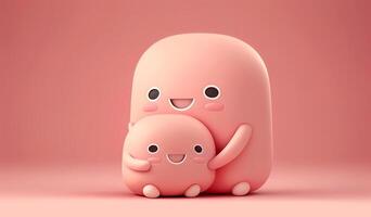Lovely creatures embrace. Mothers hugs. Friendship. Cute abstract characters photo