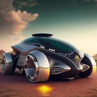 Futuristic technological super car with background. AI photo