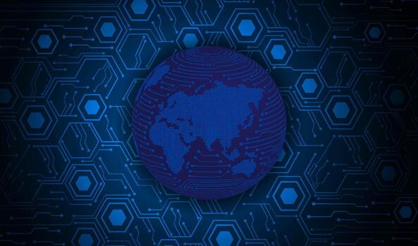 globo holográfico moderno sobre fondo de tecnología vector