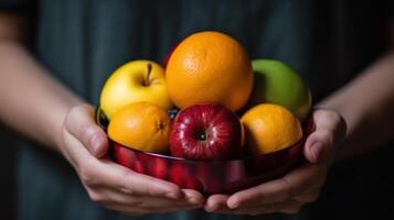 fruit in hand, summer fruit harvest photo