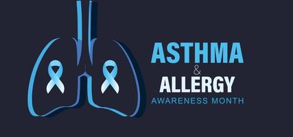 National asthma and allergy awareness month may. template  background, banner, card, poster. vector illustration.