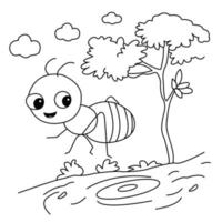 Cute Cartoon Grasshopper Coloring Page For Kids Vector Illustration Art