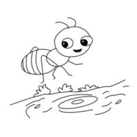 Cute Cartoon Grasshopper Coloring Page For Kids Vector Illustration Art