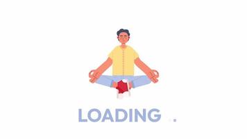 Animated meditation loader. Relaxed man in yoga pose. Flash message 4K video footage. Color isolated loading wait-animation progress indicator with alpha channel transparency for UI, UX web design