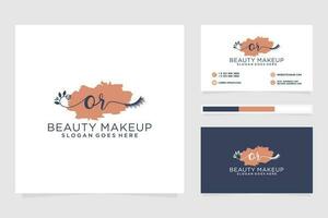 Initial OR Feminine logo collections and business card template Premium Vector