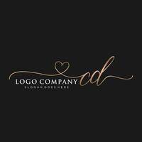 Initial CD feminine logo collections template. handwriting logo of initial signature, wedding, fashion, jewerly, boutique, floral and botanical with creative template for any company or business. vector