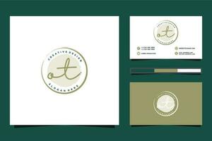 Initial OT Feminine logo collections and business card template Premium Vector