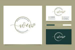 Initial OV Feminine logo collections and business card template Premium Vector
