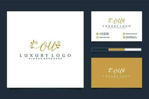 Initial OU Feminine logo collections and business card template Premium Vector