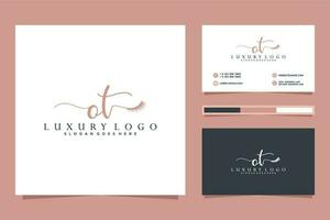Initial OT Feminine logo collections and business card template Premium Vector