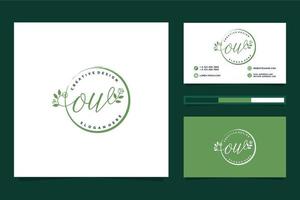 Initial OW Feminine logo collections and business card template Premium Vector