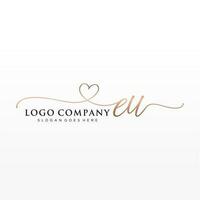 Initial EU feminine logo collections template. handwriting logo of initial signature, wedding, fashion, jewerly, boutique, floral and botanical with creative template for any company or business. vector