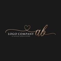 Initial AB feminine logo collections template. handwriting logo of initial signature, wedding, fashion, jewerly, boutique, floral and botanical with creative template for any company or business. vector
