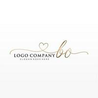 Initial BO feminine logo collections template. handwriting logo of initial signature, wedding, fashion, jewerly, boutique, floral and botanical with creative template for any company or business. vector