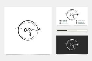 Initial OZ Feminine logo collections and business card template Premium Vector