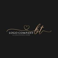 Initial BT feminine logo collections template. handwriting logo of initial signature, wedding, fashion, jewerly, boutique, floral and botanical with creative template for any company or business. vector