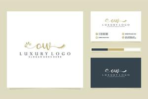 Initial OW Feminine logo collections and business card template Premium Vector