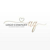 Initial AQ feminine logo collections template. handwriting logo of initial signature, wedding, fashion, jewerly, boutique, floral and botanical with creative template for any company or business. vector