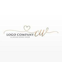 Initial CW feminine logo collections template. handwriting logo of initial signature, wedding, fashion, jewerly, boutique, floral and botanical with creative template for any company or business. vector