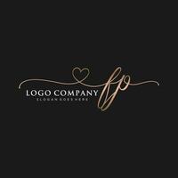 Initial FP feminine logo collections template. handwriting logo of initial signature, wedding, fashion, jewerly, boutique, floral and botanical with creative template for any company or business. vector