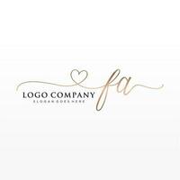 Initial FA feminine logo collections template. handwriting logo of initial signature, wedding, fashion, jewerly, boutique, floral and botanical with creative template for any company or business. vector