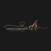 Initial DR feminine logo collections template. handwriting logo of initial signature, wedding, fashion, jewerly, boutique, floral and botanical with creative template for any company or business. vector