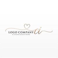 Initial CI feminine logo collections template. handwriting logo of initial signature, wedding, fashion, jewerly, boutique, floral and botanical with creative template for any company or business. vector