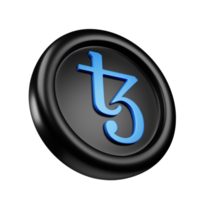 tezos o xtz negro moneda 3d representación inclinado Derecha ver criptomoneda ilustración dibujos animados estilo, bueno utilizar para blockchain o criptomoneda diseño tema png