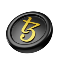 tezos o xtz negro oro moneda 3d representación inclinado Derecha ver criptomoneda ilustración dibujos animados estilo bueno utilizar para blockchain diseño tema png
