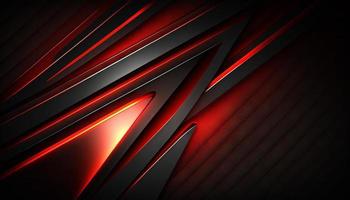 Black abstract diagonal overlap layers background with red light decoration photo