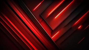 Black abstract diagonal overlap layers background with red light decoration photo