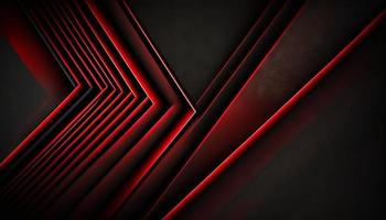 Black abstract diagonal overlap layers background with red light decoration photo