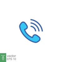 Telephone ringing icon. Call, phone, incoming, receiver, contact. Simple flat style. Filled outline symbol. Vector illustration isolated on white background. EPS 10.