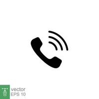 teléfono El sonar icono. llamar, teléfono, entrante, receptor, contacto. sencillo sólido estilo. negro silueta, glifo símbolo. vector ilustración aislado en blanco antecedentes. eps 10