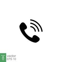 Telephone ringing icon. Call, phone, incoming, receiver, contact. Simple solid style. Black silhouette, glyph symbol. Vector illustration isolated on white background. EPS 10.