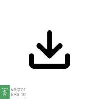 Download icon. Software data load, down arrow button, technology concept. Simple solid style. Black silhouette, glyph symbol. Vector illustration isolated on white background. EPS 10.