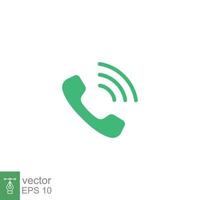 Telephone ringing icon. Call, phone, incoming, receiver, contact. Simple flat style. Glyph symbol. Vector illustration isolated on white background. EPS 10.