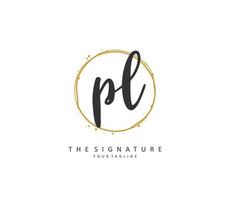 PL Initial letter handwriting and  signature logo. A concept handwriting initial logo with template element. vector