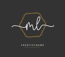 ML Initial letter handwriting and  signature logo. A concept handwriting initial logo with template element. vector