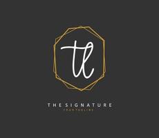 TL Initial letter handwriting and  signature logo. A concept handwriting initial logo with template element. vector