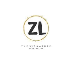 ZL Initial letter handwriting and  signature logo. A concept handwriting initial logo with template element. vector