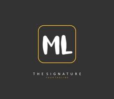 ML Initial letter handwriting and  signature logo. A concept handwriting initial logo with template element. vector