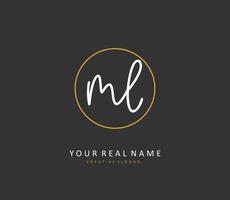 ML Initial letter handwriting and  signature logo. A concept handwriting initial logo with template element. vector