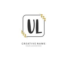 UL Initial letter handwriting and  signature logo. A concept handwriting initial logo with template element. vector